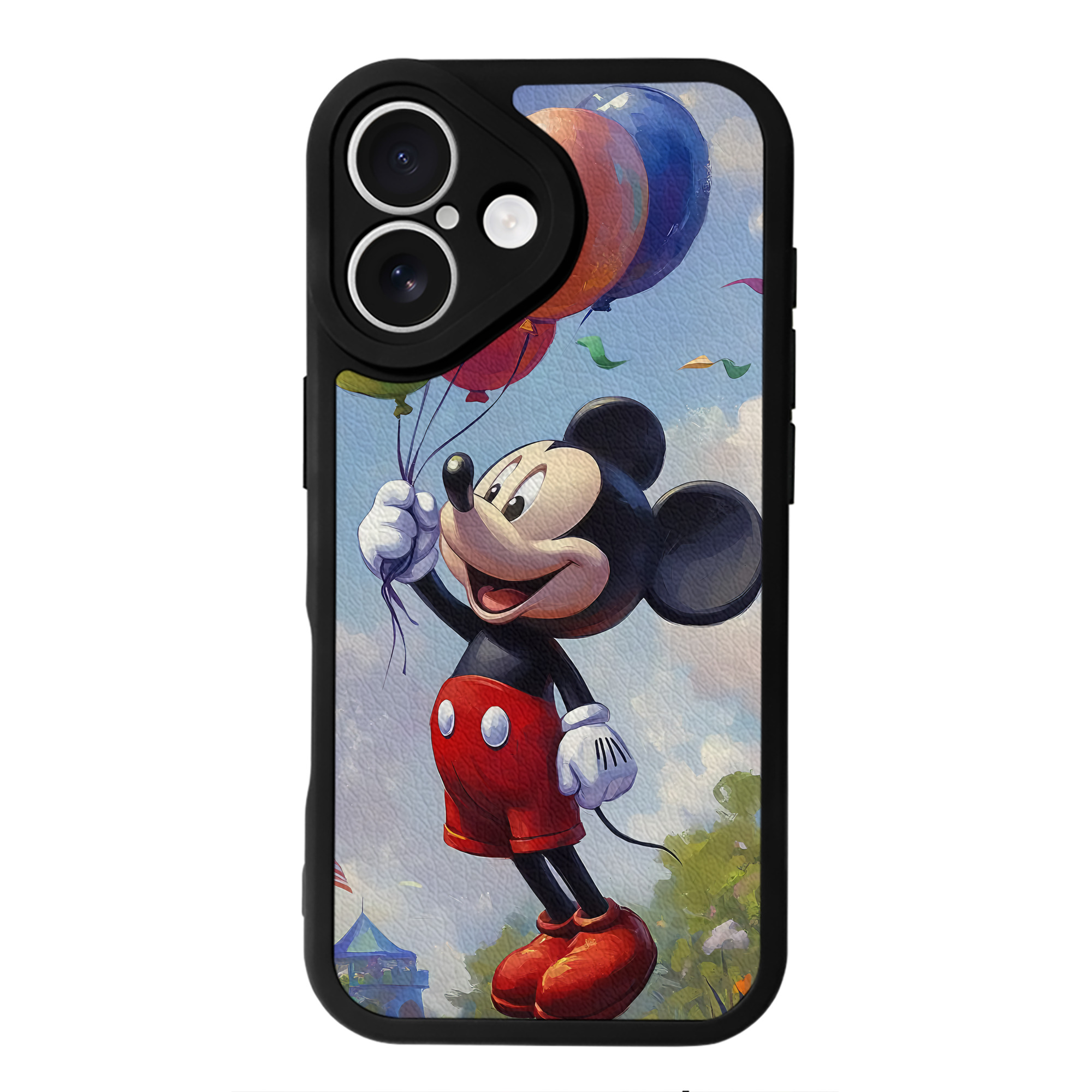 （画像用） ミッキーマウス Mickey Mouse 【iPhone 16シリーズ対応】シリコンスマホケース（レザー調） 材質：シリコン
